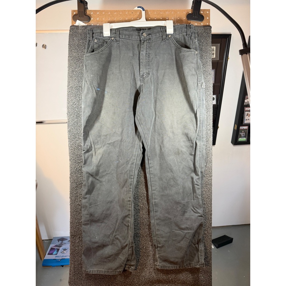 Dickies Carpenter Pants Mens 36x30 Gray Relaxed Fit Duck Canvas Workwear 1939RBK